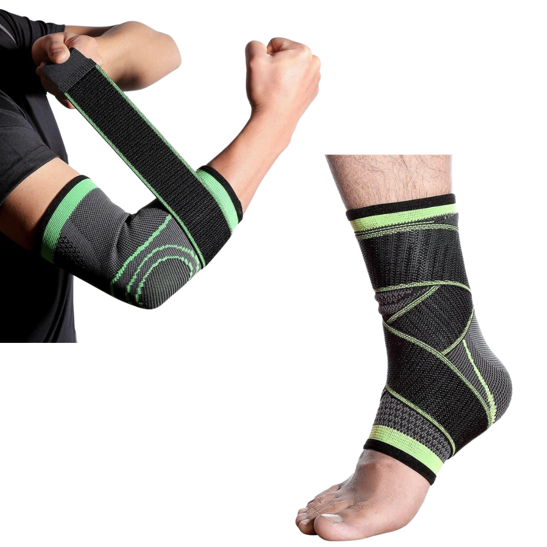 Deals: 2 Pieces Breathable Bandage Compression Sleeve Elbow Brace + Ankle brace for sprain strap bandage UK