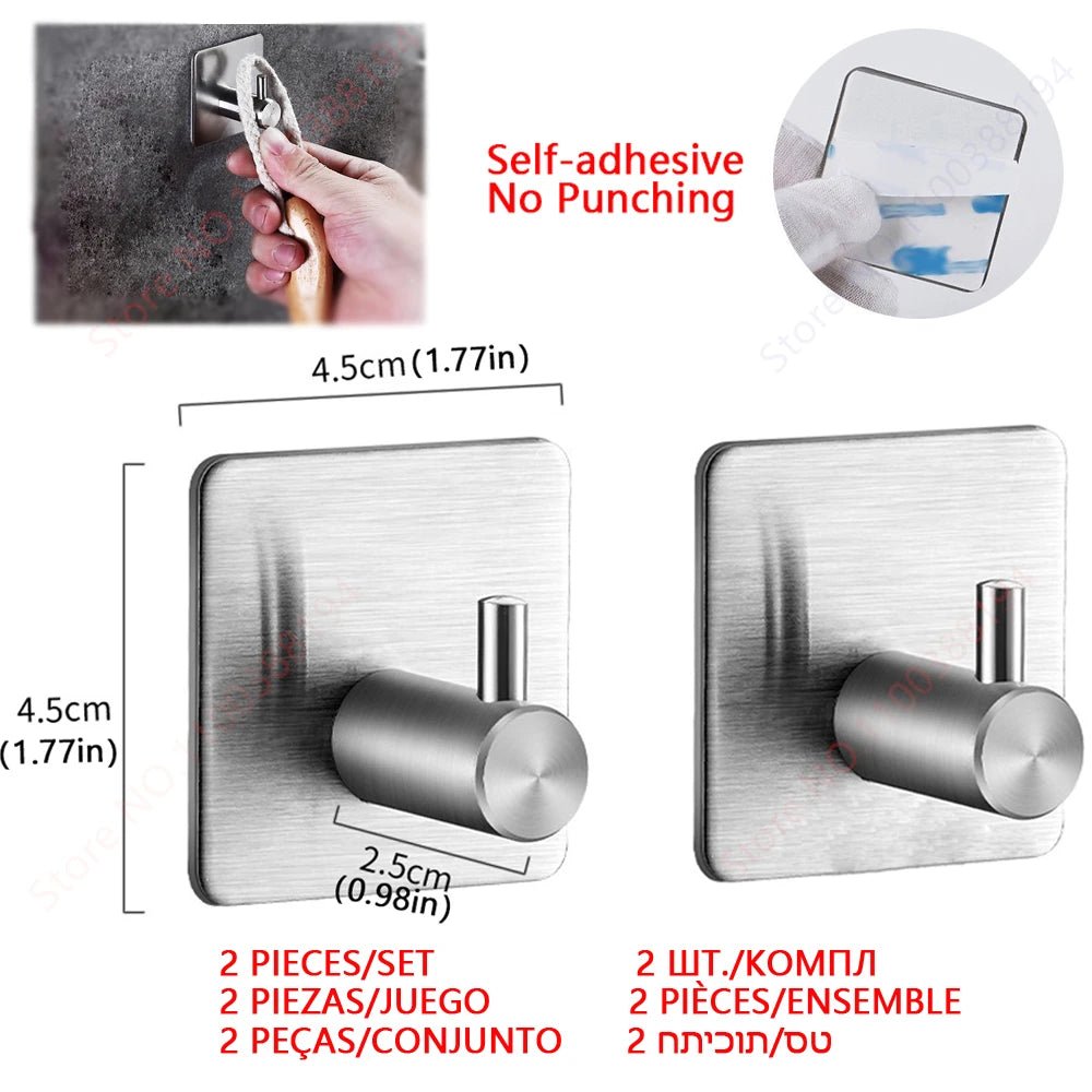 Adhesive Toilet Roll Paper Holder USA Wall-Mount No-Drill Tissue Towel Dispenser Stainless Steel Kitchen Bathroom Organizer Storage Stand - Ammpoure