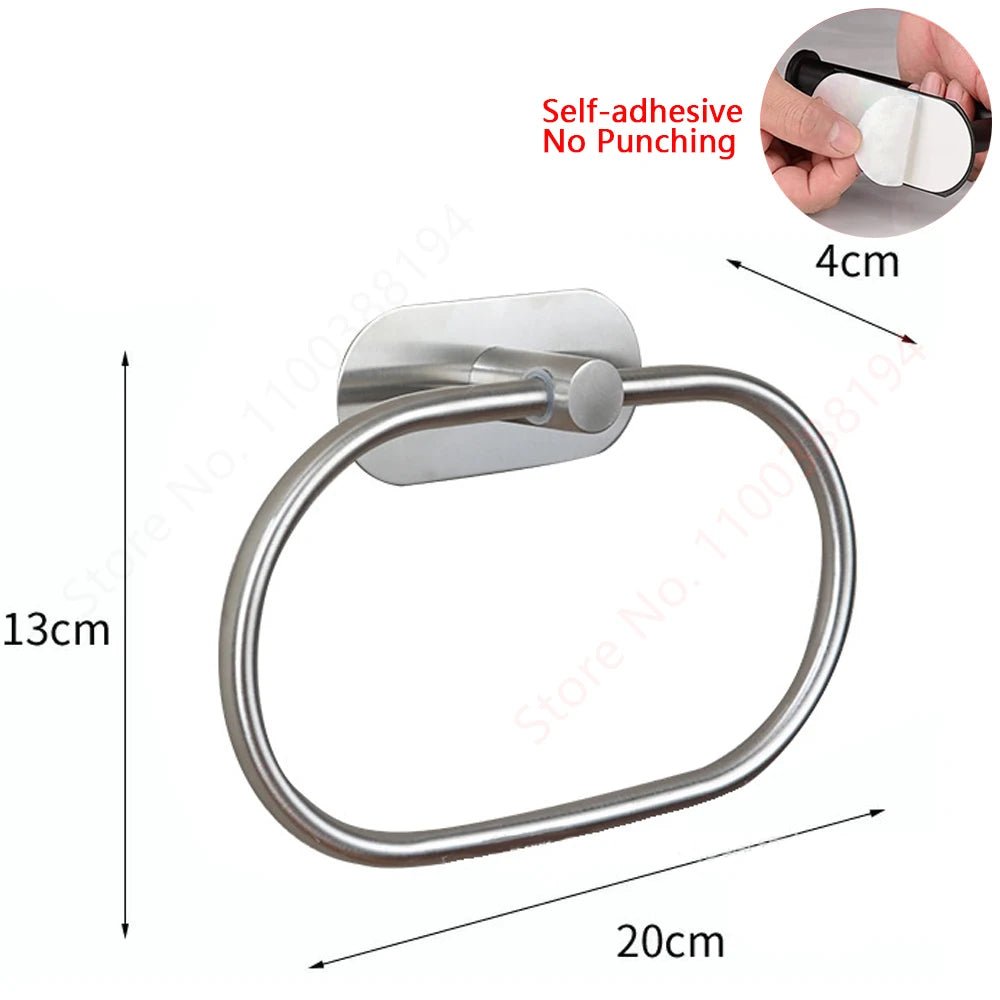 Adhesive Toilet Roll Paper Holder USA Wall-Mount No-Drill Tissue Towel Dispenser Stainless Steel Kitchen Bathroom Organizer Storage Stand - Ammpoure