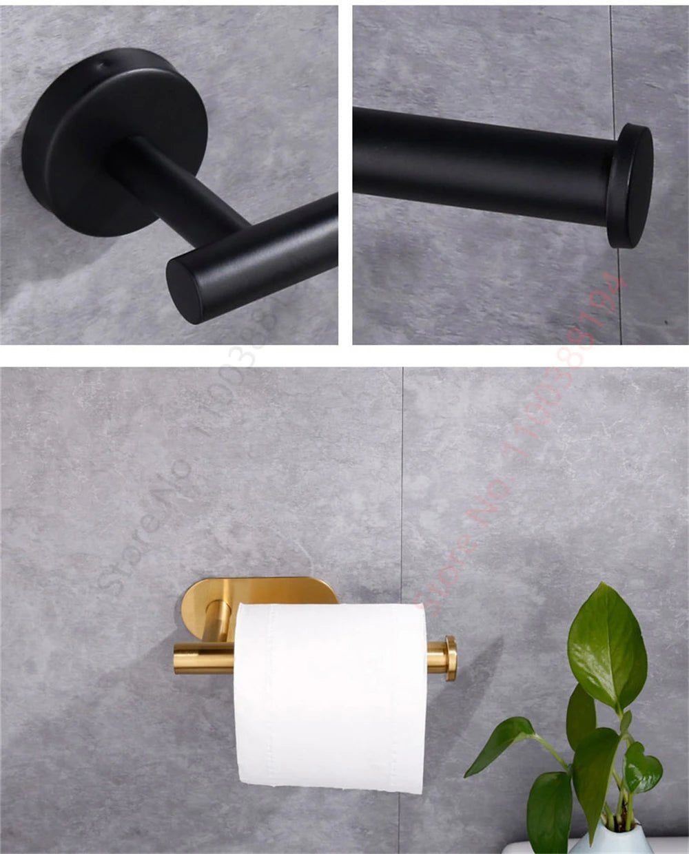 Adhesive Toilet Roll Paper Holder USA Wall-Mount No-Drill Tissue Towel Dispenser Stainless Steel Kitchen Bathroom Organizer Storage Stand - Ammpoure