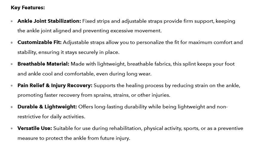 Adjustable Splint Brace Orthosis Ankle Joint Fixed Strips for Adults - Ammpoure