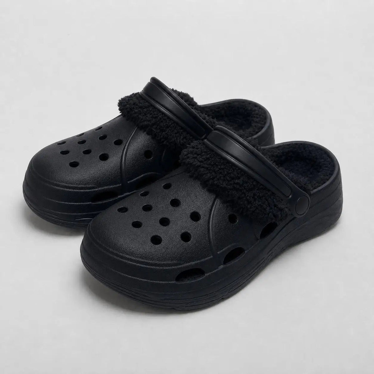 Adjustable Strap Fleece-Lined Clogs USA Winter Non-Slip EVA Slippers Warm Fur-Lined Casual Indoor Outdoor Garden Shoes - Ammpoure