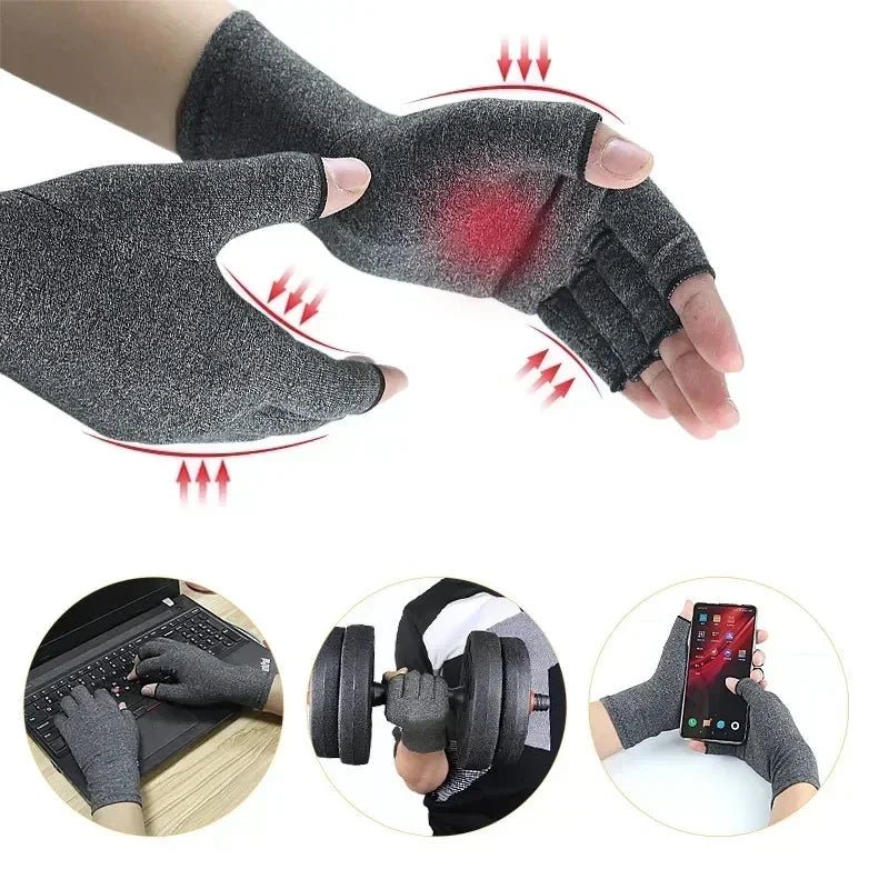Arthritis Compression Gloves Relieve Pain From Rheumatoid RSI Carpal Tunnel Fingerless Gloves Computer Typing & Dailywork Glove - Ammpoure