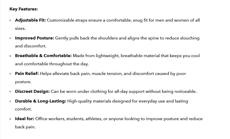 Back Support Adjustable Posture Corrector Belt for Men and Women UK - Ammpoure