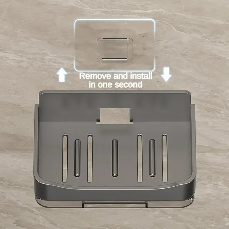 Bathroom Soap Holder Canada Free-Punching Wall Mounted Soap Sponge Holder Organizer Double Drainage Soap Dish Bathroom Accessories - Ammpoure