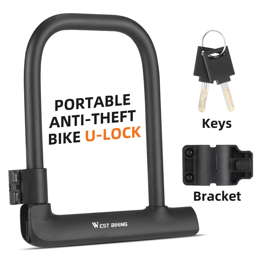 Bicycle U Lock Portables Mountain Road Bike Padlock Anti - theft Security Scooter Motorcycle Lock Cycling Accessories - Ammpoure