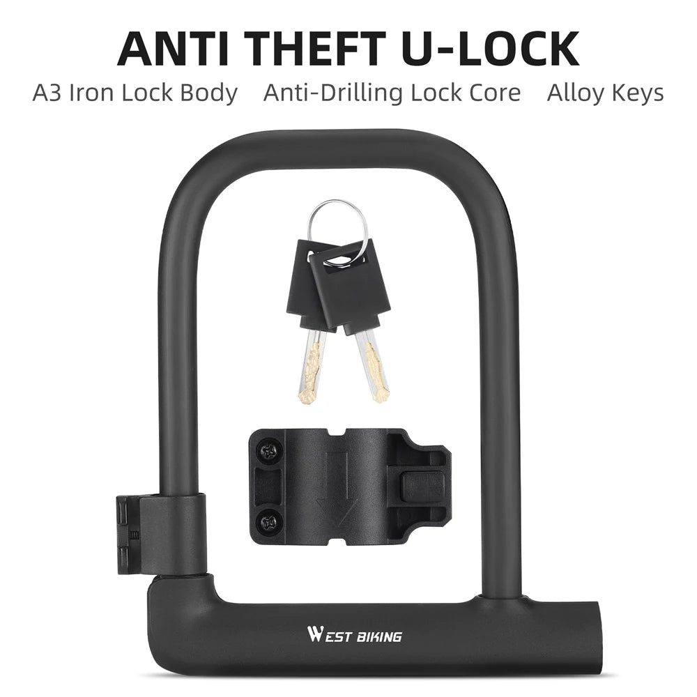 Bicycle U Lock Portables Mountain Road Bike Padlock Anti - theft Security Scooter Motorcycle Lock Cycling Accessories - Ammpoure