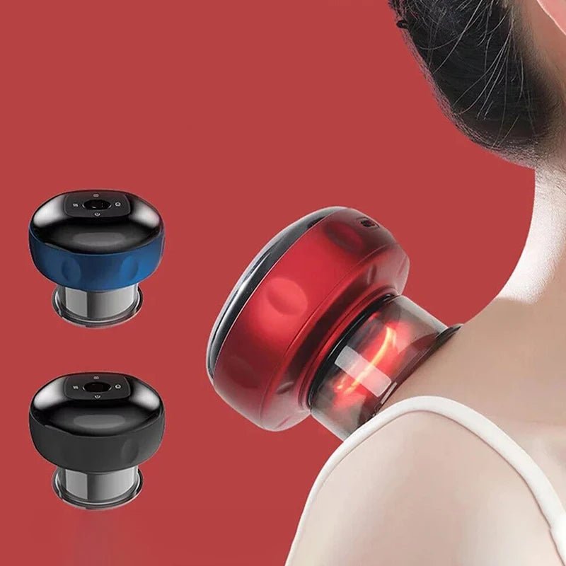 Body Scraping Massage Smart Electric Vacuum Cupping Heating Suction Cup Device Back Neck Arm Massger - Ammpoure Wellbeing