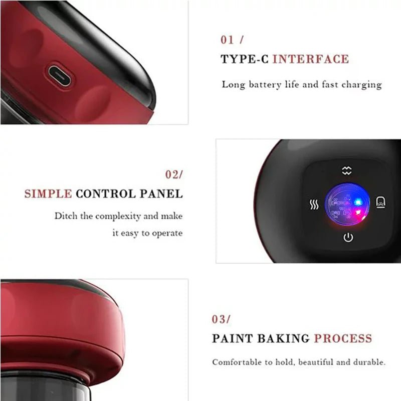 Body Scraping Massage Smart Electric Vacuum Cupping Heating Suction Cup Device Back Neck Arm Massger - Ammpoure Wellbeing