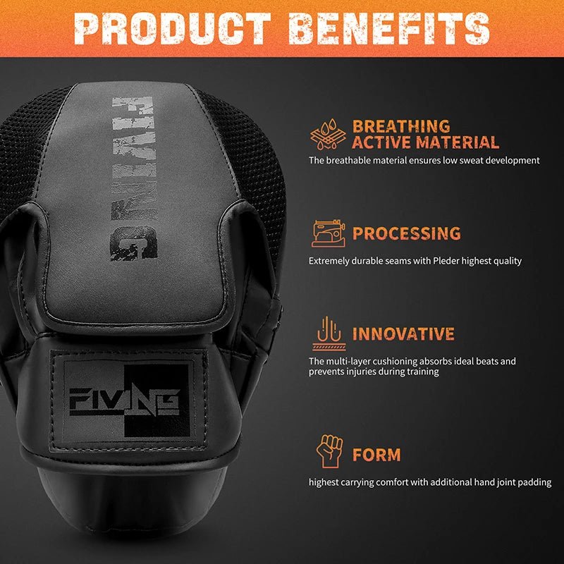 Boxing Pads for Men, Women,& Kids, Leather Focus Mitts for Martial Arts, Boxing Training,Curved Punch Mitts for Karate - Ammpoure