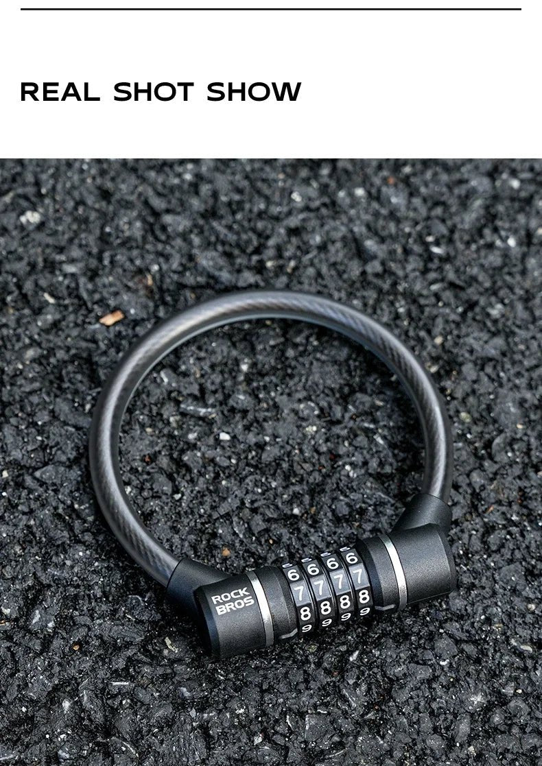 Canada Portable Bicycle Lock Ultra-Light Steel Cable Bike Lock 4-Digit Password PVC Waterproof Steel Password Lock MTB Road - Ammpoure