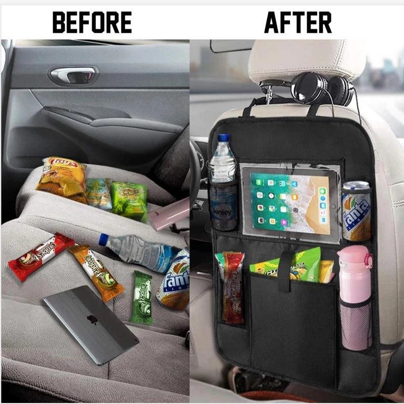 Car Backseat Organizer with Touch Screen Tablet Holder Auto Storage Pockets Cover Car Seat Back Protectors for Trip Kids Travel - Ammpoure Wellbeing