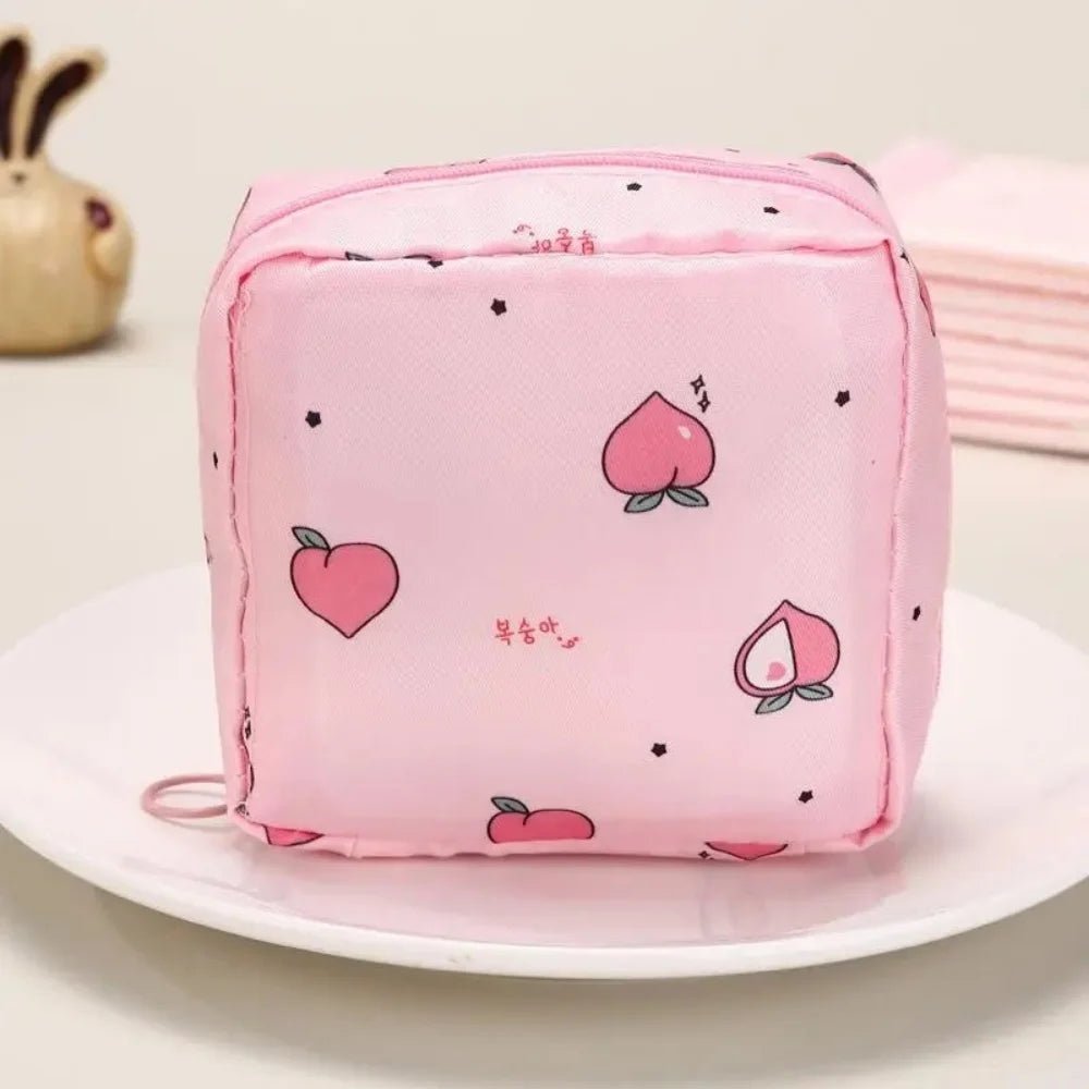 Cartoon Pattern Sanitary Napkin USA Bag Women Sanitary Napkin Tampon Storage Bag Portable Waterproof Multifunction Organizer Pouch - Ammpoure
