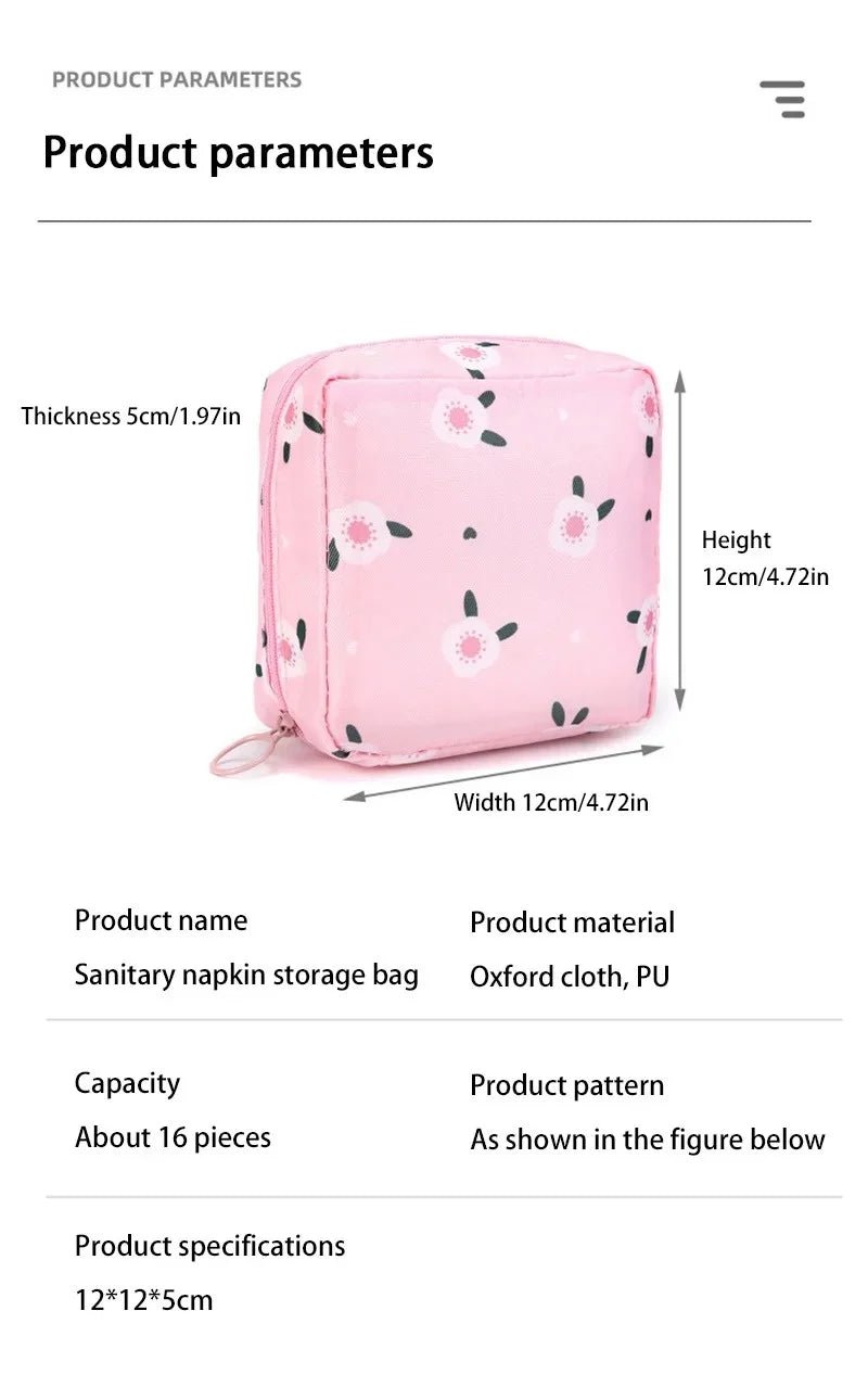 Cartoon Pattern Sanitary Napkin USA Bag Women Sanitary Napkin Tampon Storage Bag Portable Waterproof Multifunction Organizer Pouch - Ammpoure
