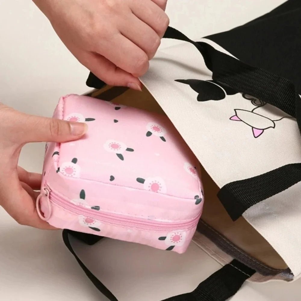 Cartoon Pattern Sanitary Napkin USA Bag Women Sanitary Napkin Tampon Storage Bag Portable Waterproof Multifunction Organizer Pouch - Ammpoure