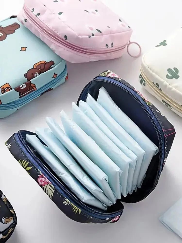 Cartoon Pattern Sanitary Napkin USA Bag Women Sanitary Napkin Tampon Storage Bag Portable Waterproof Multifunction Organizer Pouch - Ammpoure