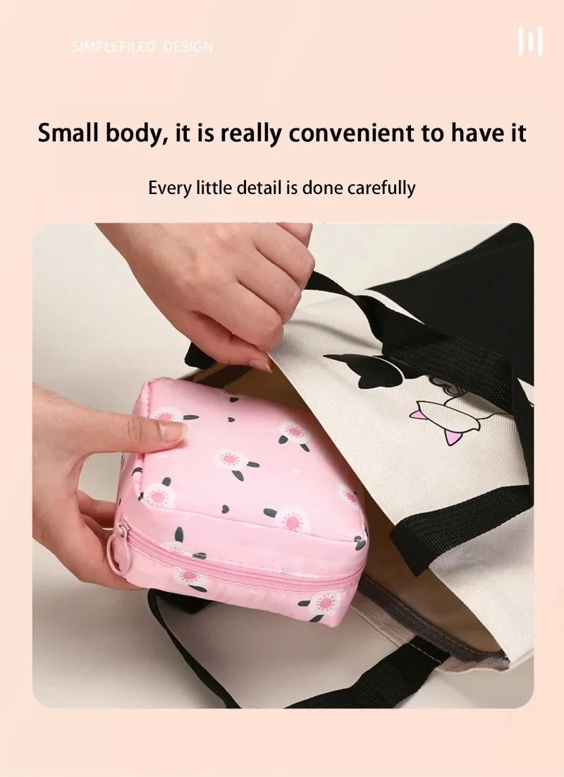 Cartoon Pattern Sanitary Napkin USA Bag Women Sanitary Napkin Tampon Storage Bag Portable Waterproof Multifunction Organizer Pouch - Ammpoure