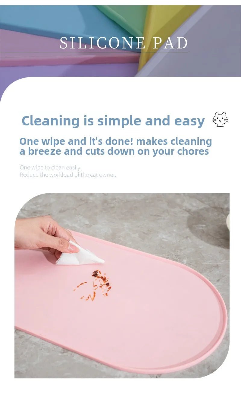 Cat Feeding Mat USA Non-Slip Waterproof Pet Food Mat for Cat & Dog Bowls, Ideal for Multipet Households & Dog Owners - Ammpoure