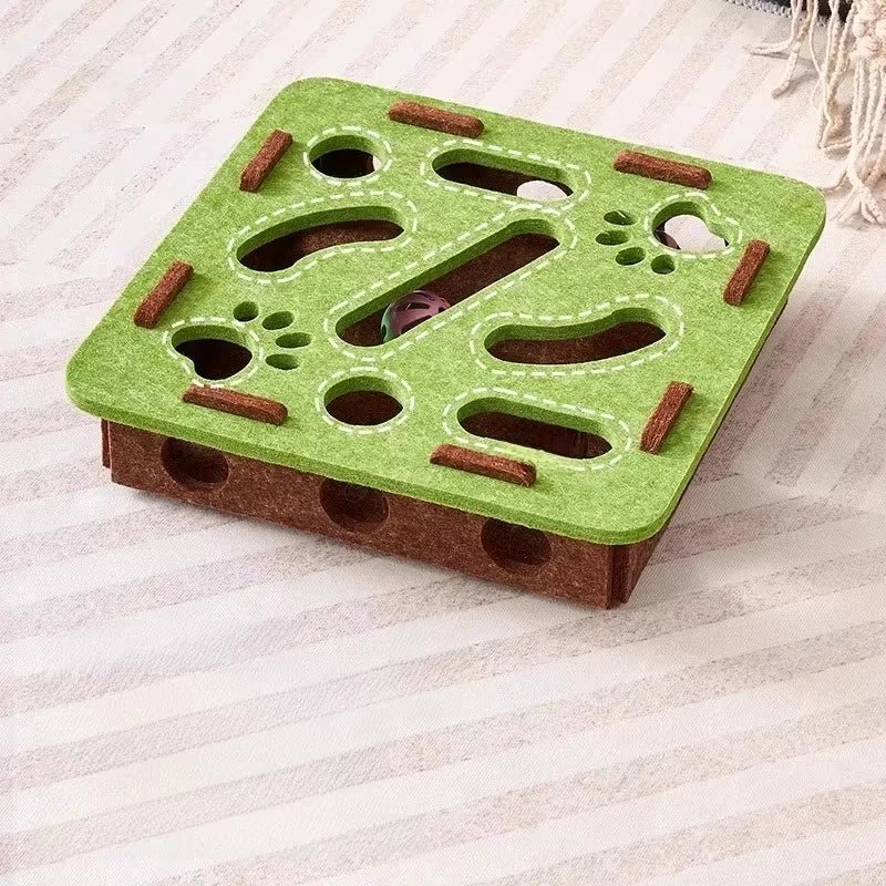 Cat Puzzle Toy Felt Puzzle Box Cat Exercise Toy With Ball Indoor Sports Entertainment Hunting Cat Toys For Indoor Cats - Ammpoure