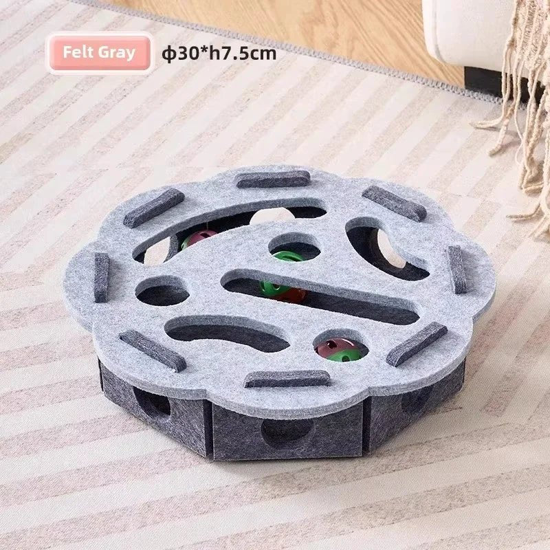 Cat Puzzle Toy Felt Puzzle Box Cat Exercise Toy With Ball Indoor Sports Entertainment Hunting Cat Toys For Indoor Cats - Ammpoure