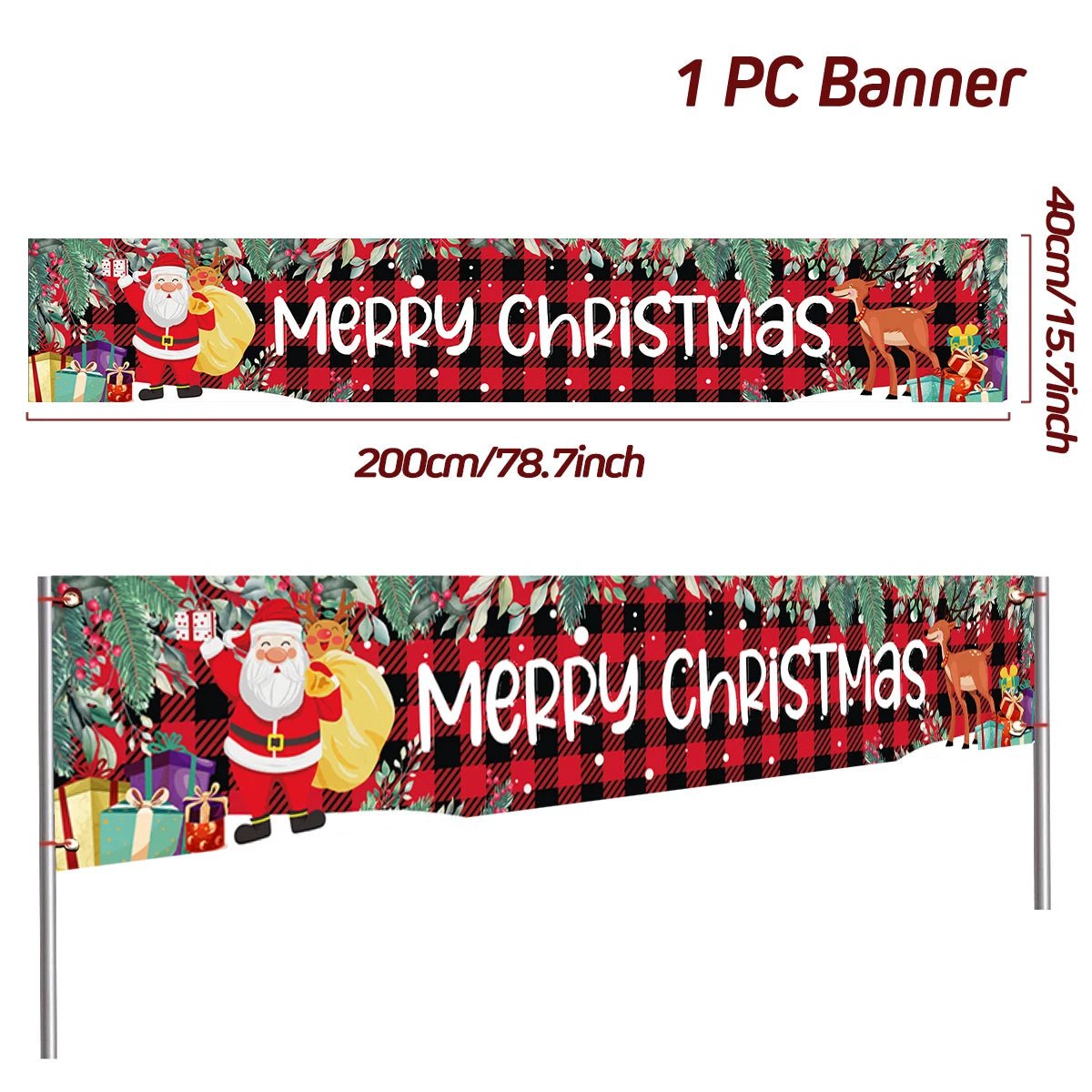 Christmas Outdoor Banner Merry Christmas Decoraton For Home 2024 Cristmas Outdoor Decor Xmas Navidad Noel Happy New Year 2025 - Ammpoure Wellbeing