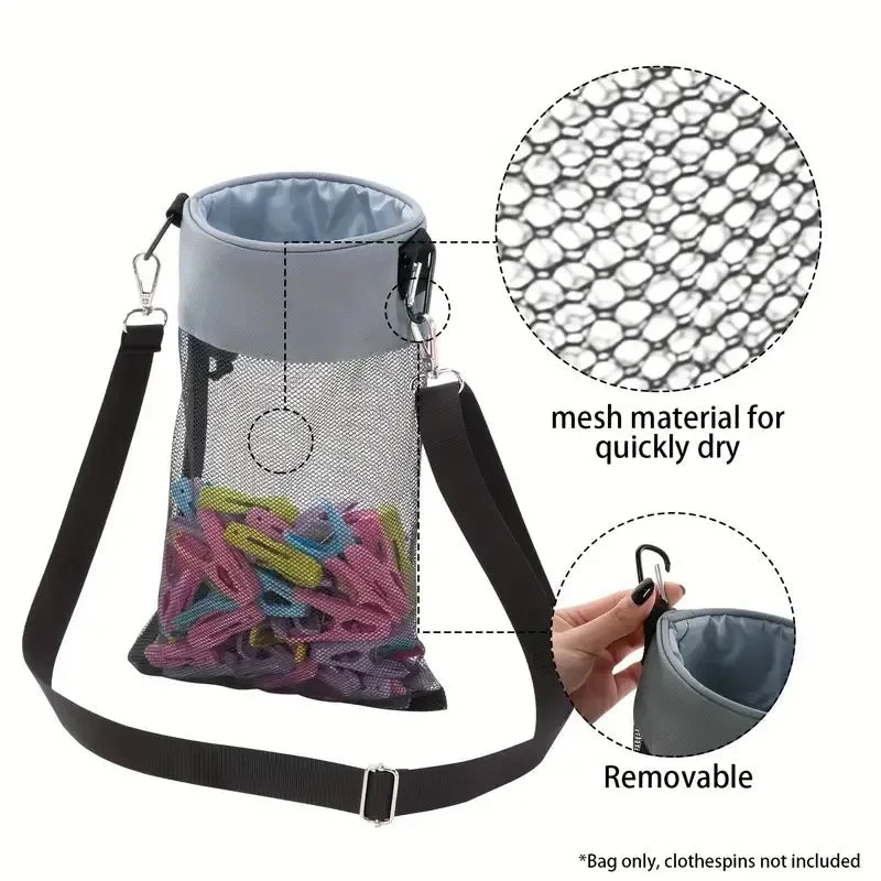 Clothespin Storage Bag Hanging Grid Clothespin Storage Bag Outdoor Drawstring Clothespin Organization Bag Household Supplies - Ammpoure
