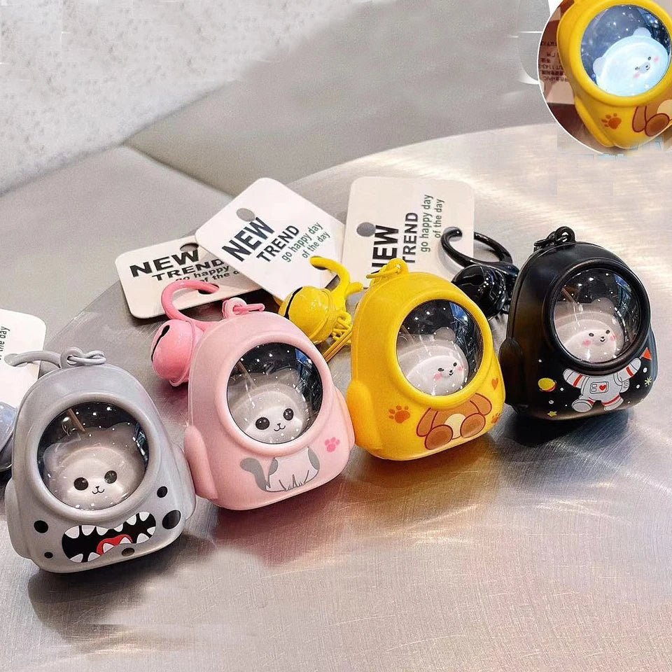 Cute Glowing Night Light Astronaut Cat Schoolbag Keychains Kawaii Bags Charm Decorative Pendants Accessories Gift Girs - Ammpoure