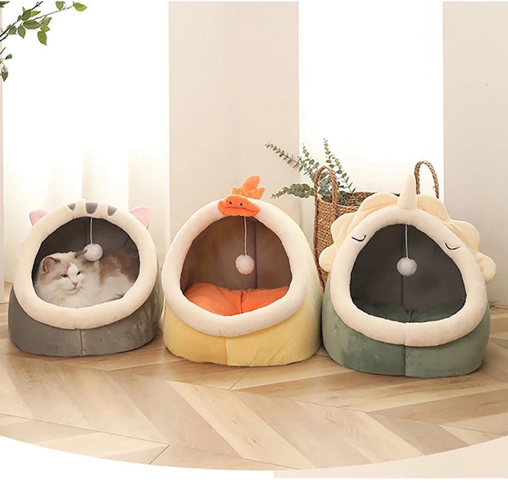 Deep Sleep Cat Bed Cartoon Pet Bed Foldable Removable Washable Pet Sleeping Bed for Small Dog Mat Bag Cave Cats Bed - Ammpoure