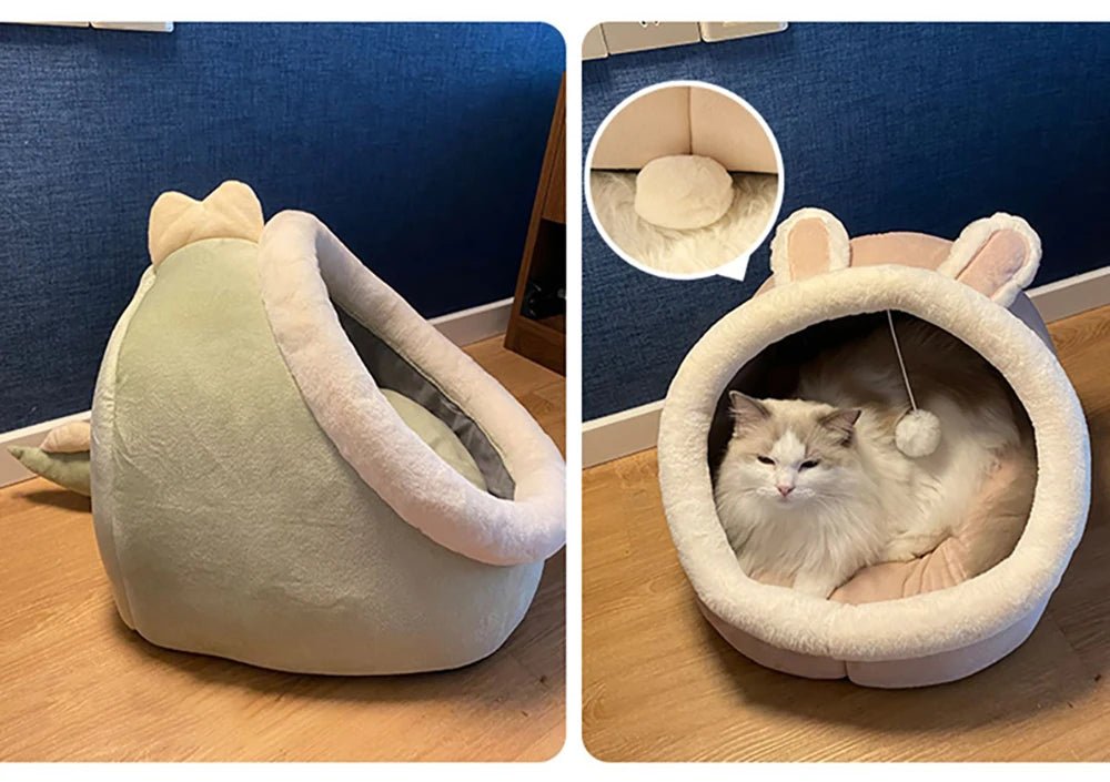Deep Sleep Cat Bed Cartoon Pet Bed Foldable Removable Washable Pet Sleeping Bed for Small Dog Mat Bag Cave Cats Bed - Ammpoure