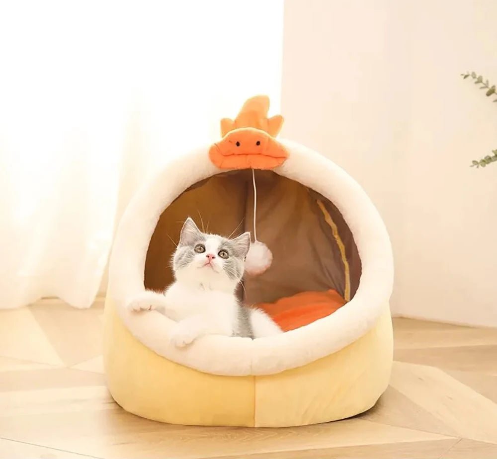 Deep Sleep Cat Bed Cartoon Pet Bed Foldable Removable Washable Pet Sleeping Bed for Small Dog Mat Bag Cave Cats Bed - Ammpoure