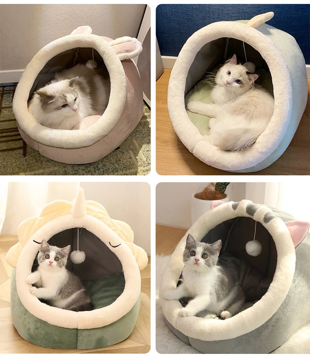 Deep Sleep Cat Bed Cartoon Pet Bed Foldable Removable Washable Pet Sleeping Bed for Small Dog Mat Bag Cave Cats Bed - Ammpoure