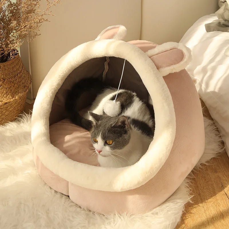 Deep Sleep Cat Bed Cartoon Pet Bed Foldable Removable Washable Pet Sleeping Bed for Small Dog Mat Bag Cave Cats Bed - Ammpoure