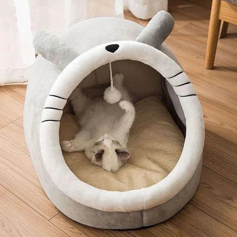 Deep Sleep Cat Bed Cartoon Pet Bed Foldable Removable Washable Pet Sleeping Bed for Small Dog Mat Bag Cave Cats Bed - Ammpoure