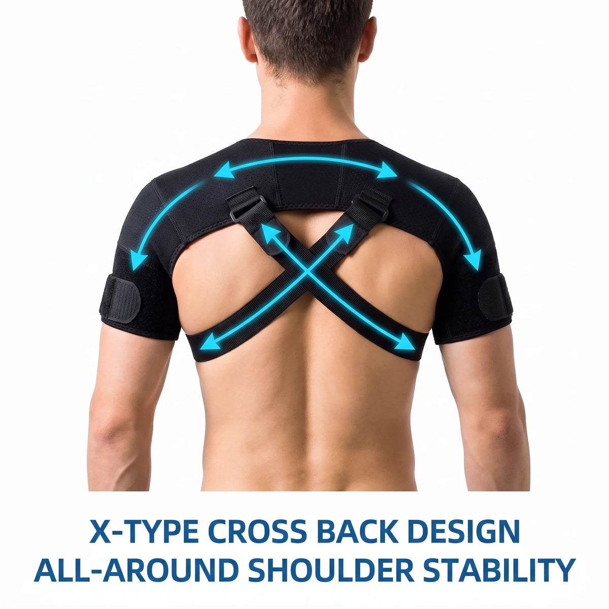 Double Shoulder Brace Adjustable Breathable Neoprene Compression Support Cross Strap for Men Women Sports Injury Pain Relief - Ammpoure