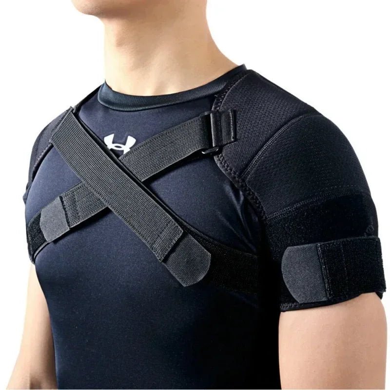 Double Shoulder Brace Adjustable Breathable Neoprene Compression Support Cross Strap for Men Women Sports Injury Pain Relief - Ammpoure