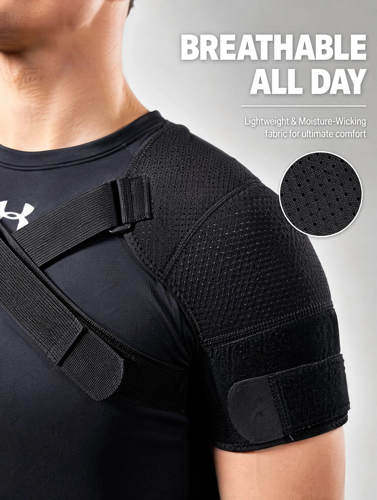Double Shoulder Brace Adjustable Breathable Neoprene Compression Support Cross Strap for Men Women Sports Injury Pain Relief - Ammpoure