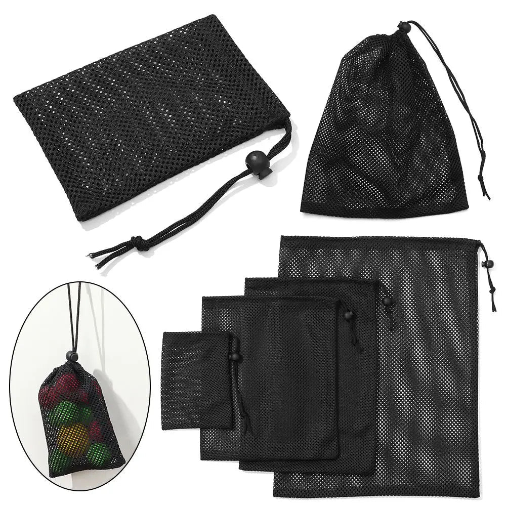 Durable Nylon Mesh Drawstring Bag Multi Purpose Outdoor Travel Stuff Sack Storage Bag Camping Bottle Pot Pan Carrier Pouch - Ammpoure