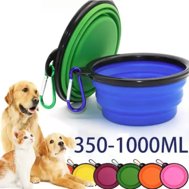 Durable TPR Portable Pet Food Bowl USA for Cats & Dogs, Collapsible Travel Water & Food Bowl for Outdoor Pet Use - Ammpoure