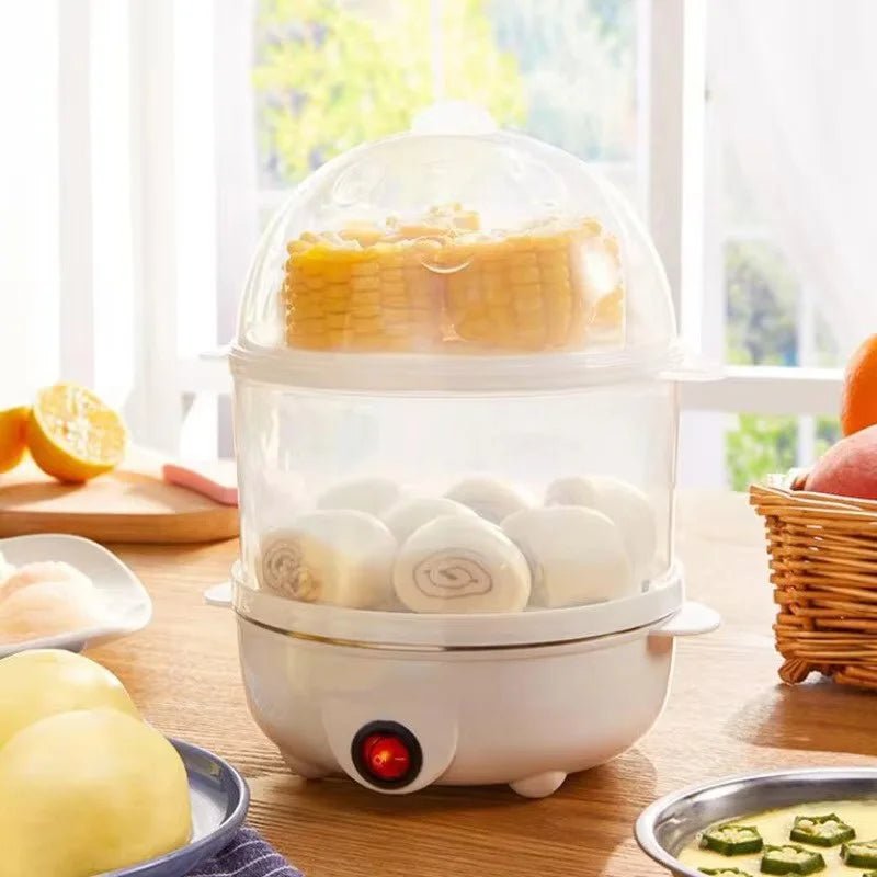 Egg Cooker Multifunctional Electric Egg Boiler Double Layers Egg Cooker Mini Steamer Poacher Kitchen Cooking Breakfast Machine - Ammpoure