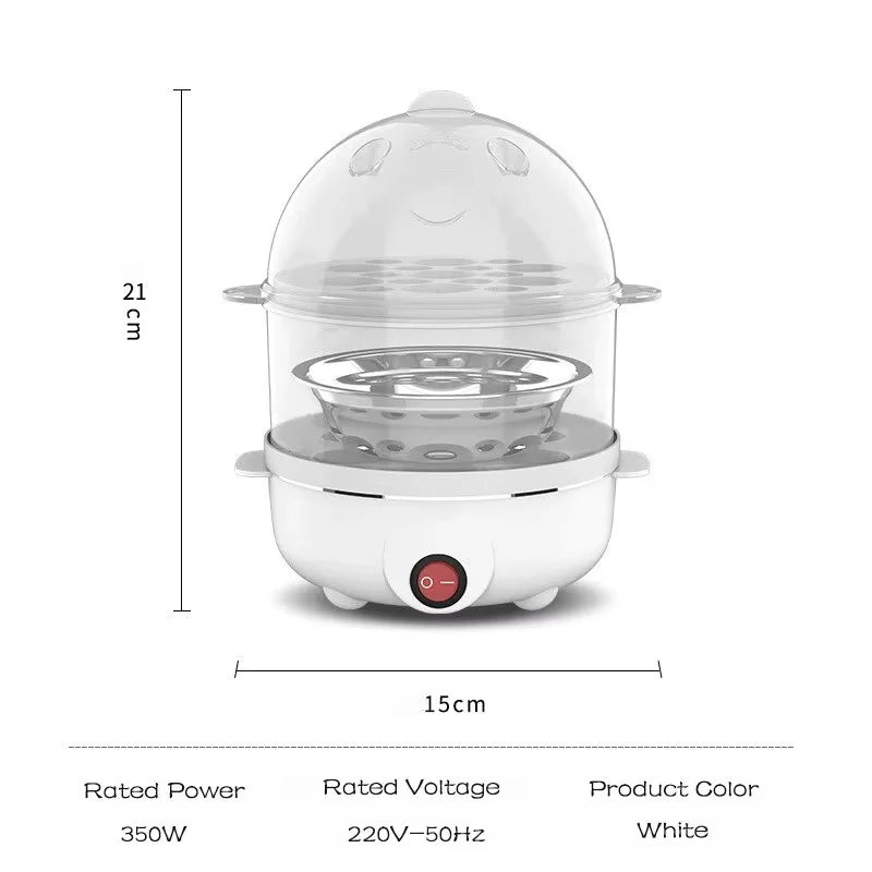Egg Cooker Multifunctional Electric Egg Boiler Double Layers Egg Cooker Mini Steamer Poacher Kitchen Cooking Breakfast Machine - Ammpoure