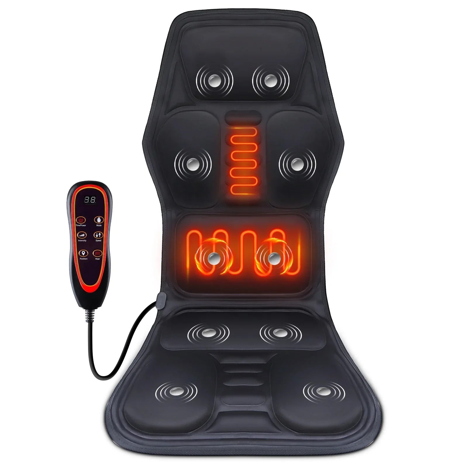 Electric Back Massager Infrared Full - Body Massage Chair Cushion Heating Vibrator Car Home Office Lumbar Neck Mattress Chair Mat - Ammpoure Wellbeing