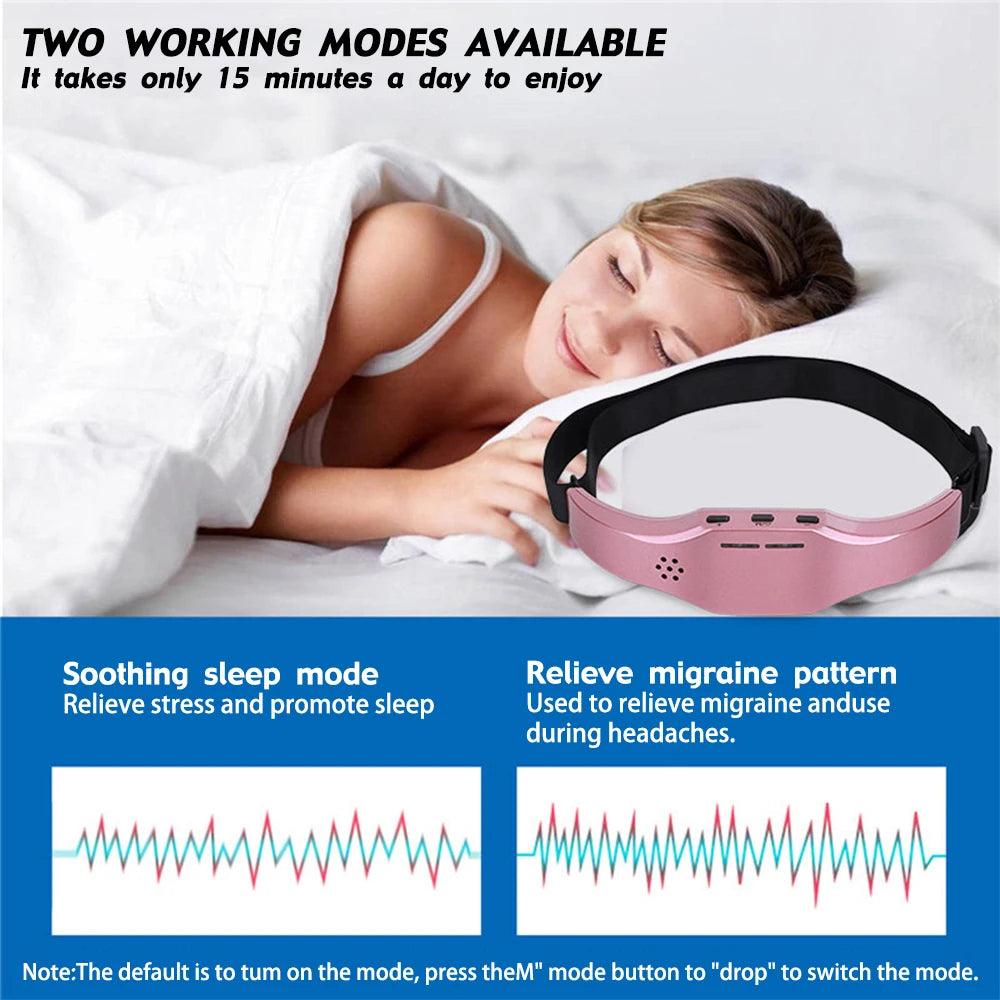 Electric Headache & Migraine Relief Head Massager Insomnia Therapy Release Stress Sleep Monitor Relax Health Care Sleeping Device - Ammpoure Wellbeing