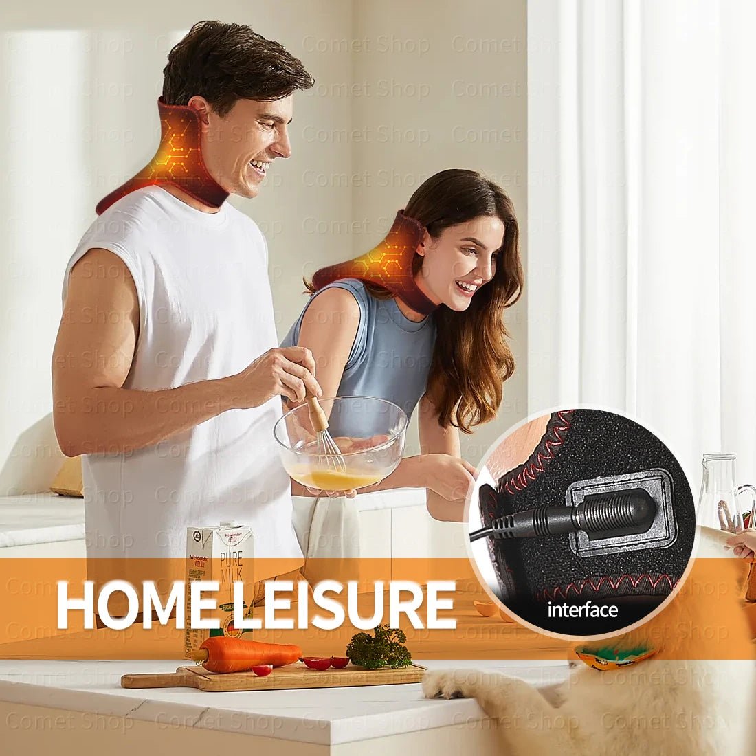 Electric Heated Neck Protection Belt with Three Adjustable Temperature Levels for Warmth And Neck Massage Relaxation - Ammpoure