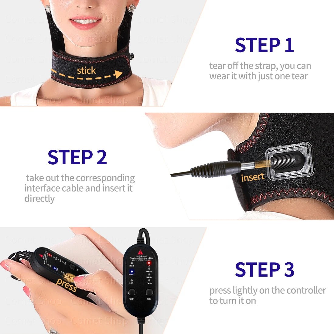 Electric Heated Neck Protection Belt with Three Adjustable Temperature Levels for Warmth And Neck Massage Relaxation - Ammpoure