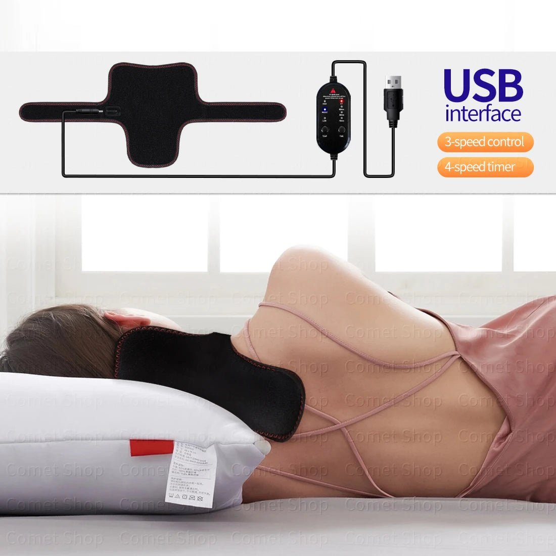 Electric Heated Neck Protection Belt with Three Adjustable Temperature Levels for Warmth And Neck Massage Relaxation - Ammpoure