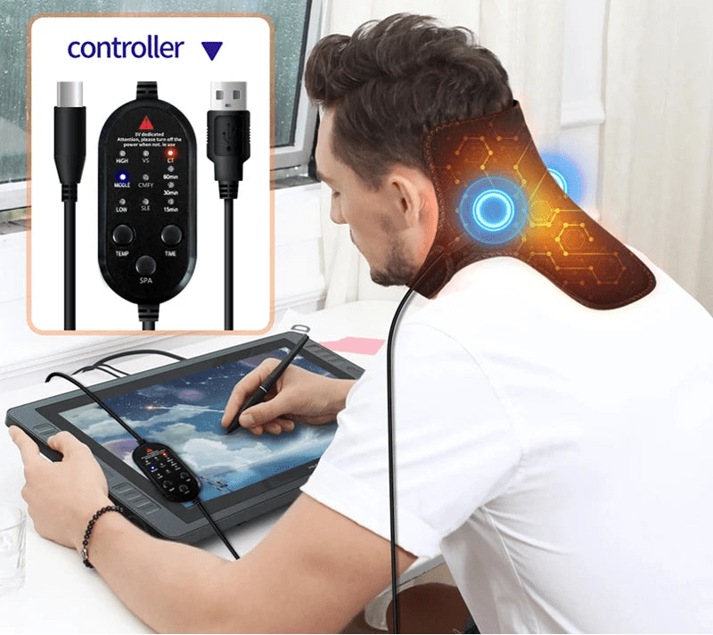 Electric Heated Neck Protection Belt with Three Adjustable Temperature Levels for Warmth And Neck Massage Relaxation - Ammpoure