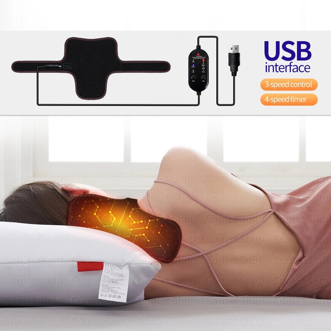 Electric Heated Neck Protection Belt with Three Adjustable Temperature Levels for Warmth And Neck Massage Relaxation - Ammpoure