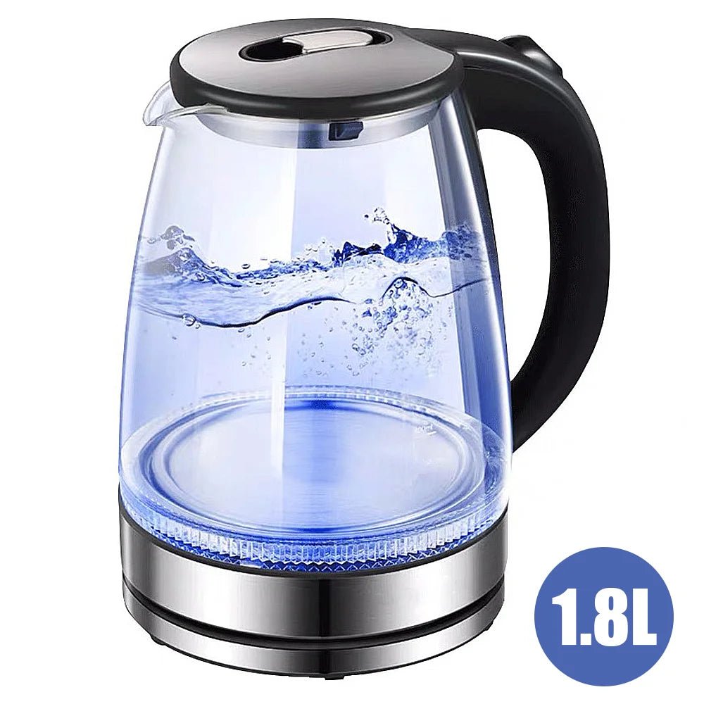 Electric Kettle Glass Tea Kettle 1500 - 1800W Water Boiler Home Kitchen water heater,Dry Boiling Protection - Ammpoure