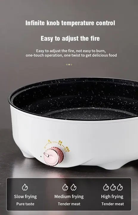 Electric MultiCooker Electric Frying Pan 220V Househould Barbecue Fried Steak Fish Omelette Frying Pan Non - stick Cooking Machine - Ammpoure