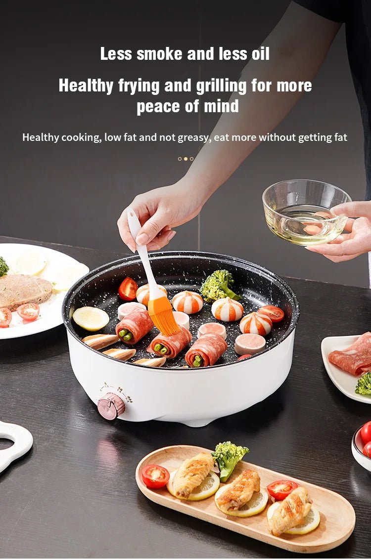 Electric MultiCooker Electric Frying Pan 220V Househould Barbecue Fried Steak Fish Omelette Frying Pan Non - stick Cooking Machine - Ammpoure